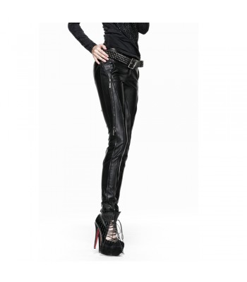 Punk Rave Syren Faux Leather Pants Skinny Jeans Black Zip Gothic Fetish Trousers  (2025)